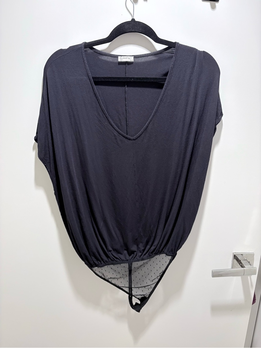 Free People Intimately Free Black V-Neck Blouson Bodysuit